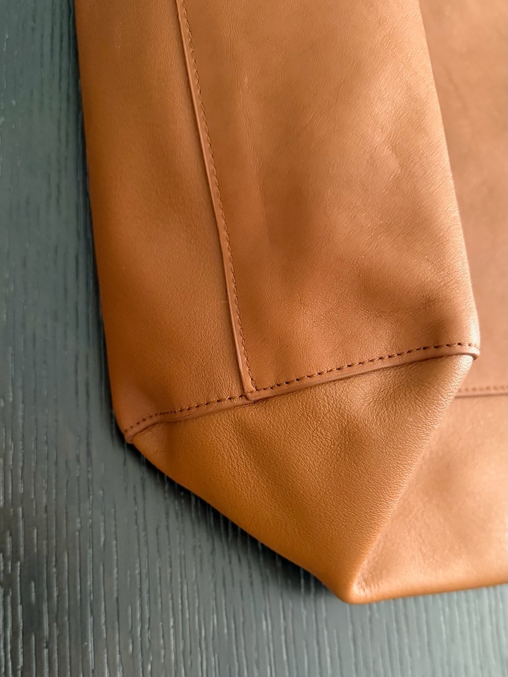 J. Crew Brown Leather Tote with Matching Pouch - Picture 4 of 6